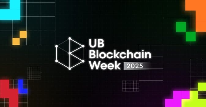 UB Blockchain Week 2025 key visual, orange accents